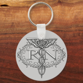 Oval Silver Caduceus RN Nurse Schlüsselanhänger