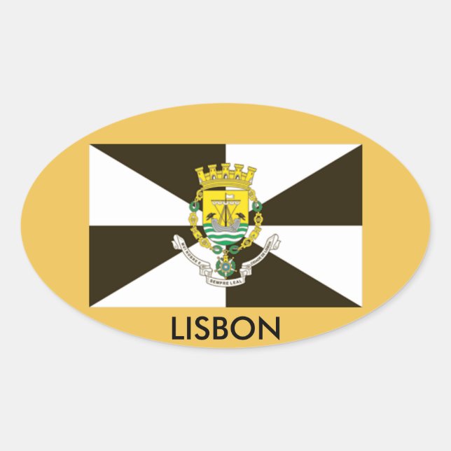 Oval Sticker für die Flagge von Lissabon (Vorderseite)