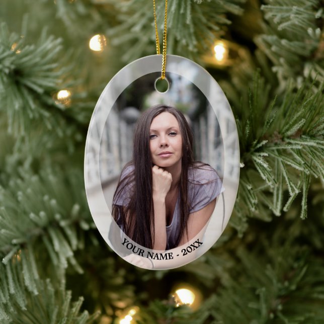 Oval White Frame, photo personnalisée Ornement de  (Arbre)