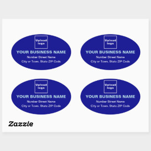 Ovale Adresse professionnelle sur Sticker Oval Bleu