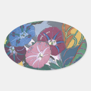 Ovale Art Déco Petunias - Sticker