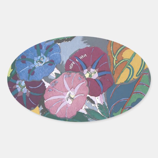Ovale Art Déco Petunias - Sticker (Devant)