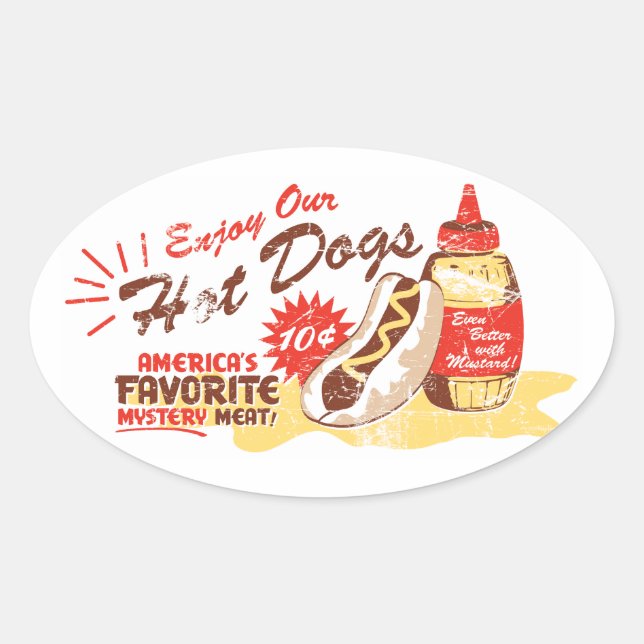 Ovale Aufkleber für Hot Dog (Vorderseite)