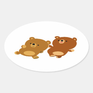Ovale Aufkleber für niedliche Cartoon-Bears