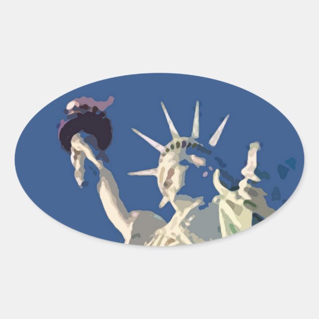 Ovale Aufschrift "Statue of Liberty Pop" Ovaler Aufkleber (Vorderseite)