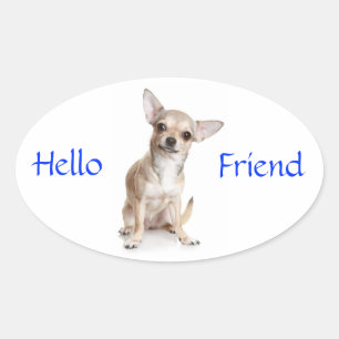 Ovale Bonjour ami Smiling Chihuahua Sticker