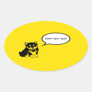 Ovale Bonne année 2018 Puppy Oval Sticker