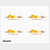 Bouquet de pavot avec sticker de texte californien