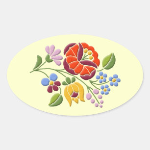 Ovale Broderie Kalocsa - Hongrois sticker Folk Art