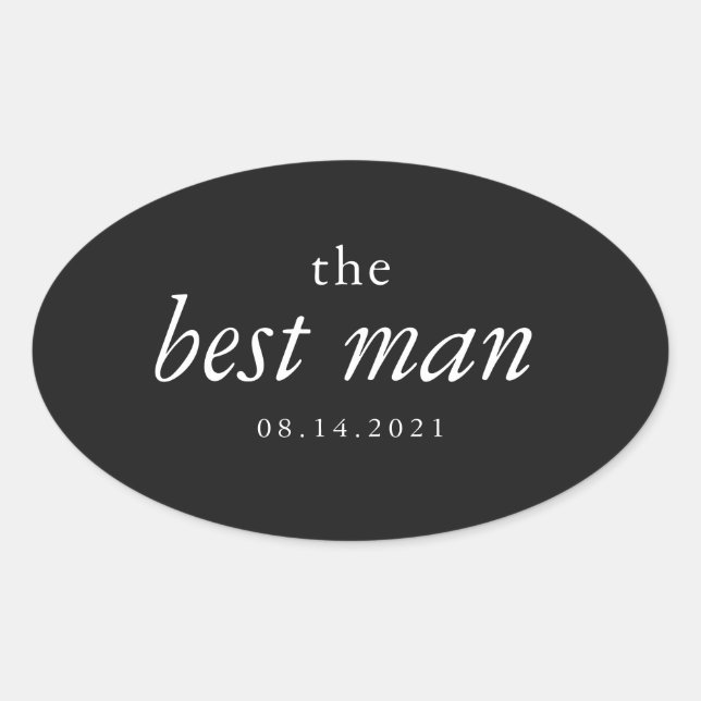Ovale Calligraphie moderne Meilleur Mariage Oval Sticker (Devant)