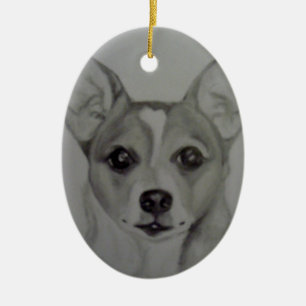 Ovale Chihuahua-Verzierungsgrafik durch Carol Keramik Ornament