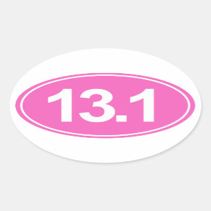 Ovale Demi-Marathon 13,1 Miles Sticker Oval (Rose)