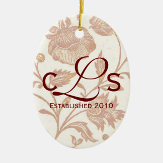 Ovale En Céramique Couples Monogramme Ornement : Rouge