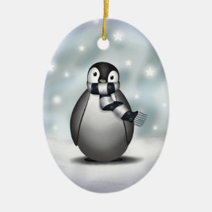 Ovale En Céramique Emmy le pingouin d'empereur - ornement