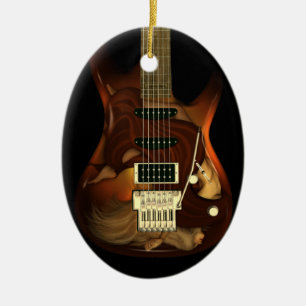 Ovale En Céramique Guitare rêveuse - ornement d'ovale de grâce