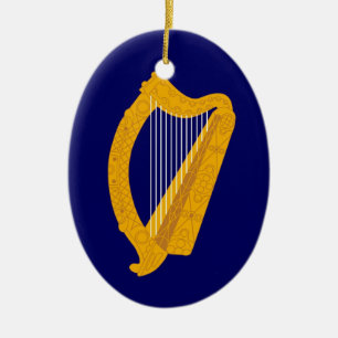 Ovale En Céramique Harpe de l'Irlande et ornement d'hymne