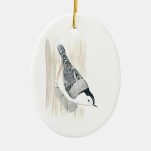 Ovale En Céramique Ornement Blanc-breasted de sittelle