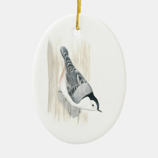Ovale En Céramique Ornement Blanc-breasted de sittelle