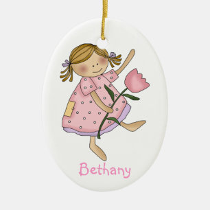 Ovale En Céramique Ornement Cadeau Flower Girl