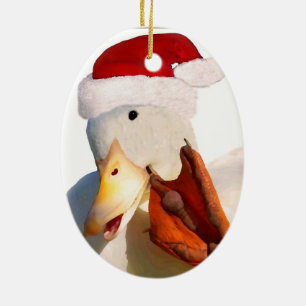 Ovale En Céramique Ornement de canard de Père Noël