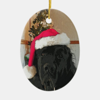 Ovale En Céramique Ornement de chien de Terre-Neuve