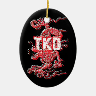 Ovale En Céramique Ornement de dragon du Taekwondo