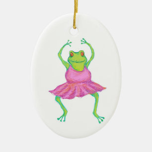 Ovale En Céramique Ornement de grenouille de ballerine