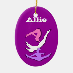 Ovale En Céramique Ornement de gymnaste de trempoline de