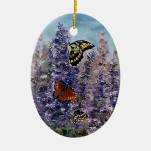 Ovale En Céramique Ornement de jardin de papillon
