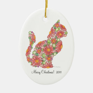 Ovale En Céramique Ornement de Kitty de Noël