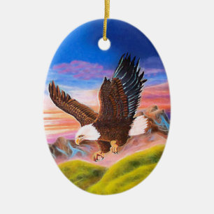 Ovale En Céramique Ornement de montée d'ovale d'Eagle