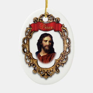 Ovale En Céramique Ornement de paix de Jésus-Christ