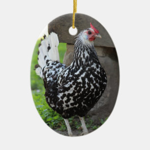 Ovale En Céramique Ornement de poulet