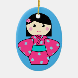 Ovale En Céramique Ornement de poupée de Kokeshi