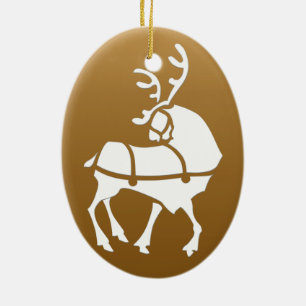 Ovale En Céramique Ornement de rennes de Noël Personnaliser la décora