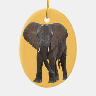 Ovale En Céramique Ornement d'éléphant africain