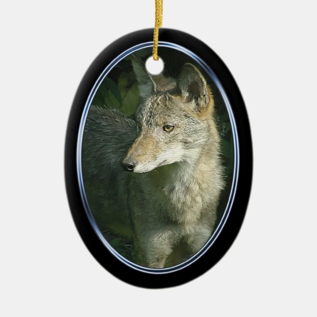 Ovale En Céramique Ornement d'ovale de coyote (Devant)