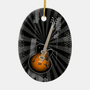 Ovale En Céramique Ornement grunge de guitare