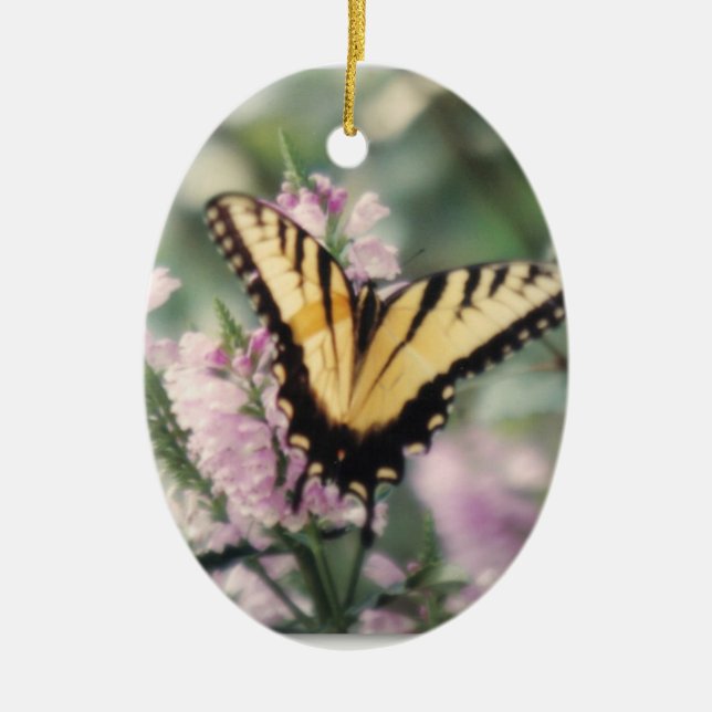 Ovale En Céramique Ornement jaune de papillon (Devant)