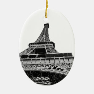 Ovale En Céramique Ornement noir et blanc de Tour Eiffel