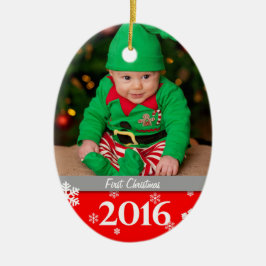 Ovale En Céramique Ornement personnalisé 2016 d'arbre de Noël de
