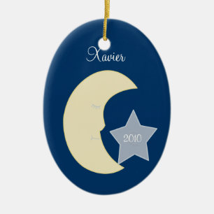 Ovale En Céramique Ornement personnalisé céleste de Noël de LUNE