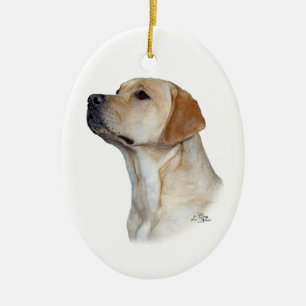 Ovale En Céramique Ornement principal jaune de labrador retriever