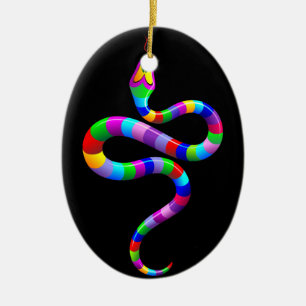 Ovale En Céramique Ornement psychédélique d'arc-en-ciel de serpent