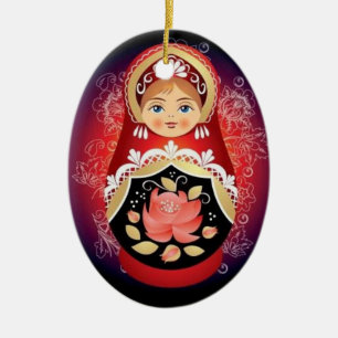 Ovale En Céramique Ornement russe de Noël de poupée - "Natalya "