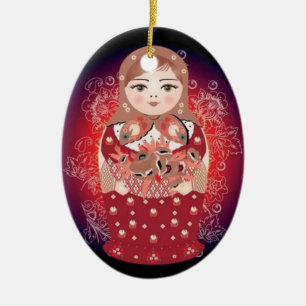 Ovale En Céramique Ornement russe "Ludmila " de Noël de poupée