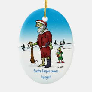 Ovale En Céramique père Noël Corpse Funny Zombie Ornement de vacanc