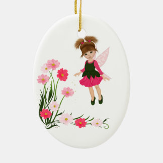 Ovale En Céramique PetitRose "peu de fée de fleur", ornement