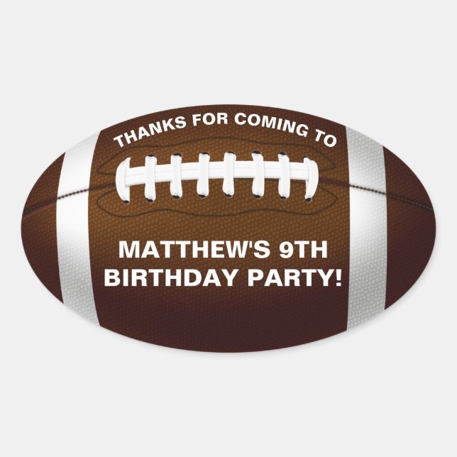 Ovale Football Anniversaire Fête Favoriser Sticker (Devant)