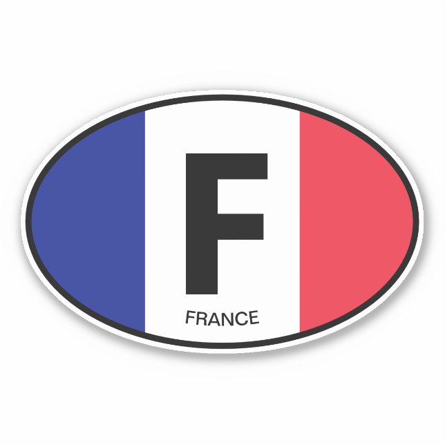Ovale französische Flagge - Ländercode Vinyl Car A Aufkleber (Vorderseite)